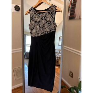 Enfocus Black Lace Sheath Cocktail Formal Dress Size 4